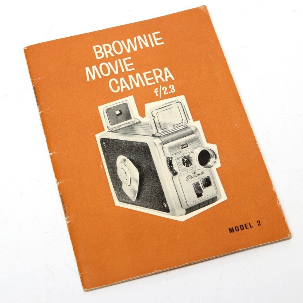 Vintage Kodak Brownie Movie Camera MANUAL Model 2 Ephemera 1960s Orange Brown